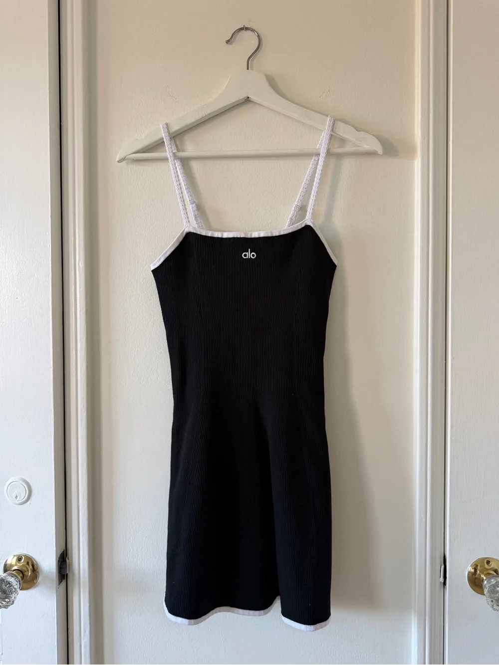 ALO *NWOT* Black / White Highline Ribbed Sweater Knit Dress - Picture 1 of 9
